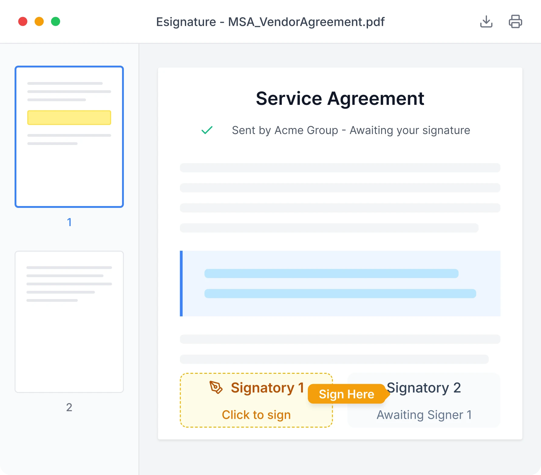 Contract eSignature and audit trail