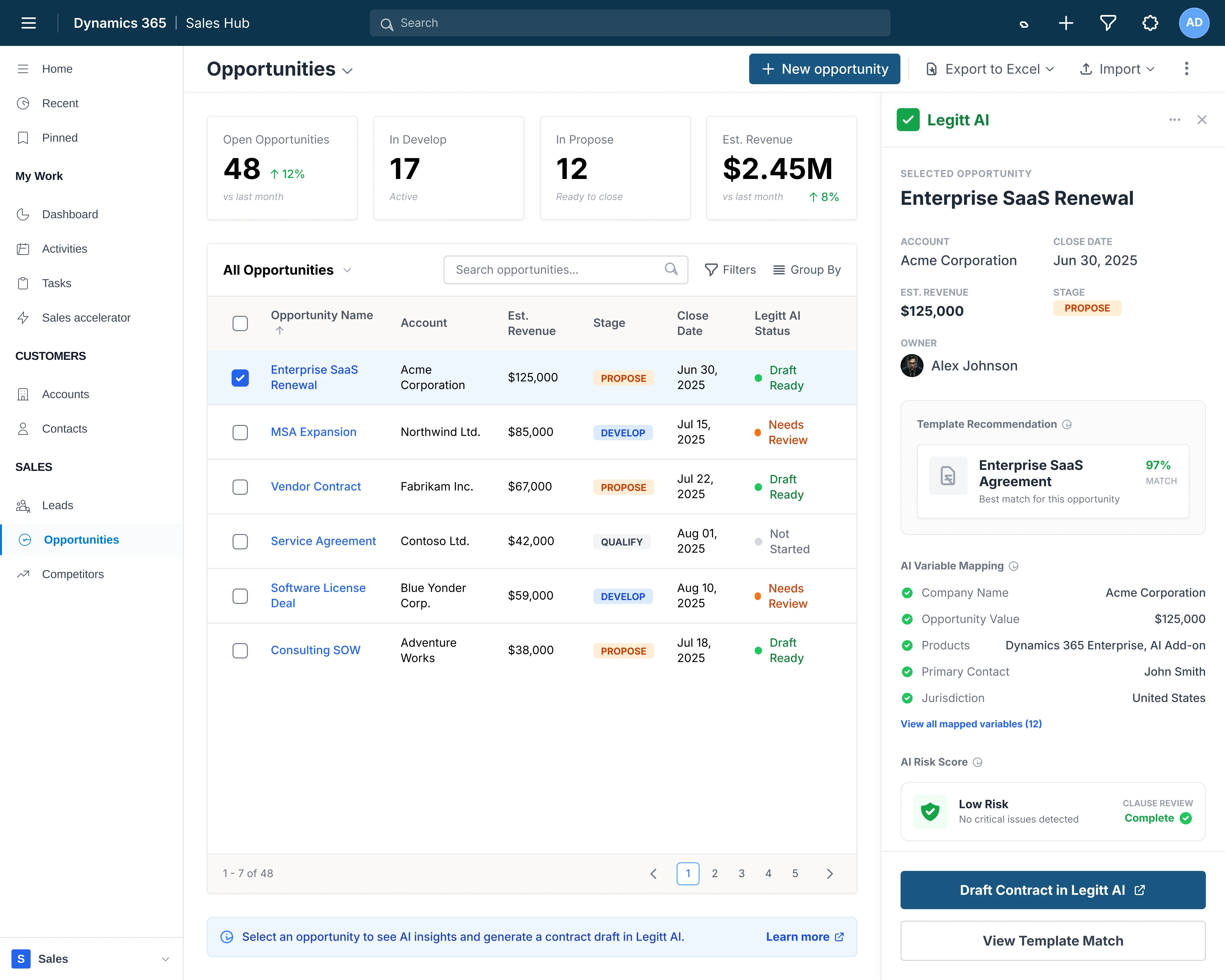 Initiate contract from Dynamics 365